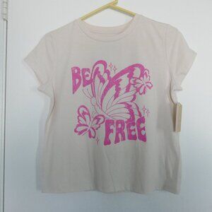 NWT Thereabouts girls cream t-shirt with pink butterfly graphic tee size L